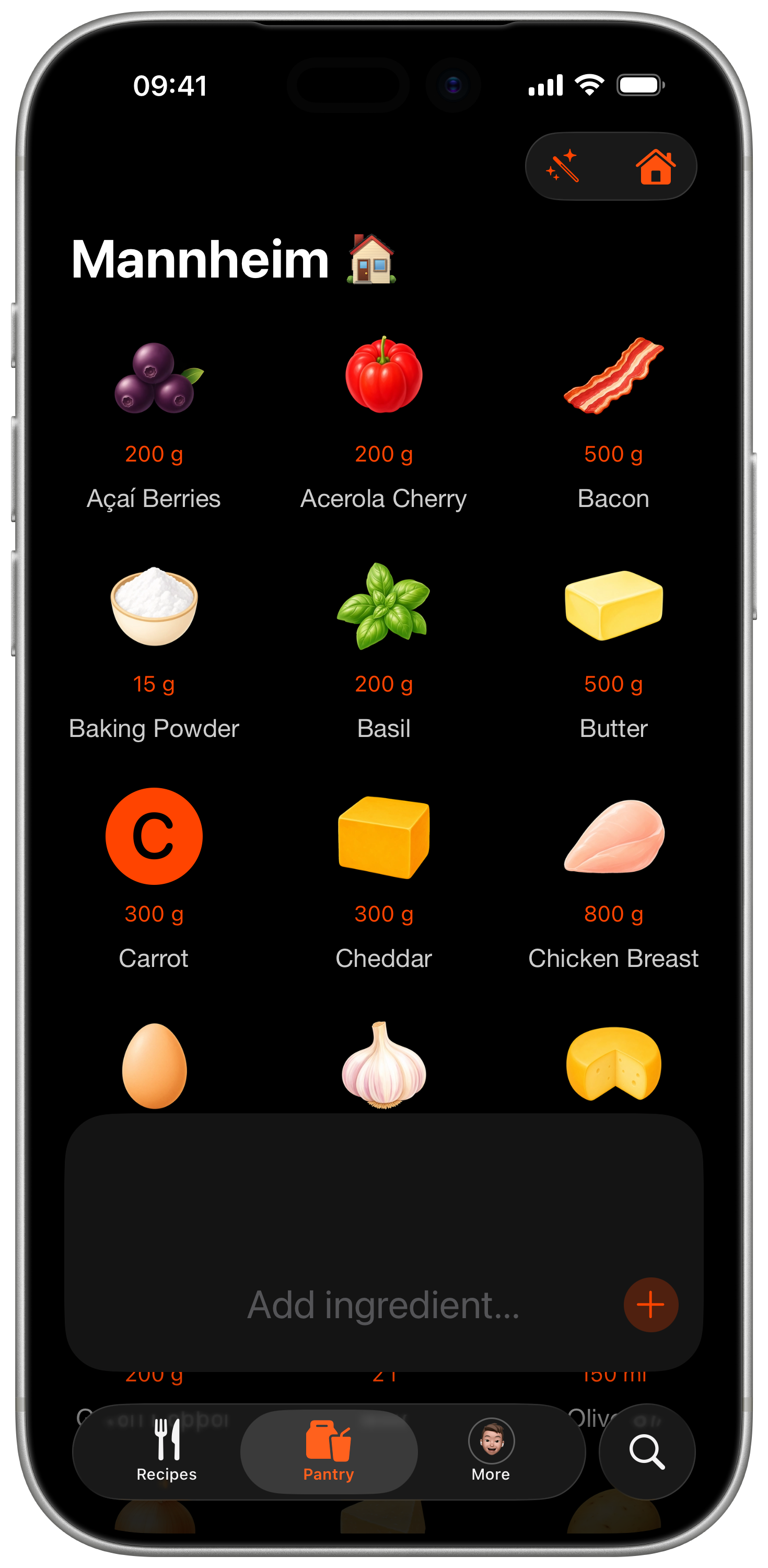 foodoracle Vorrat-Screen