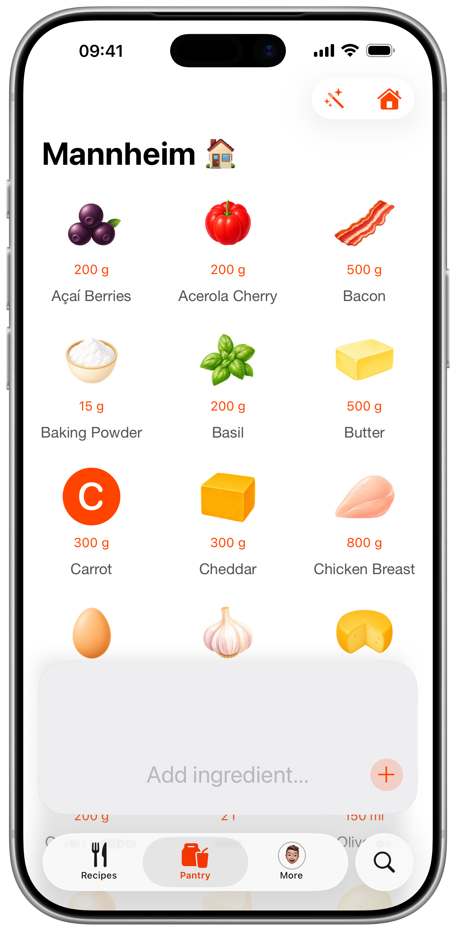 foodoracle Vorrat-Screen